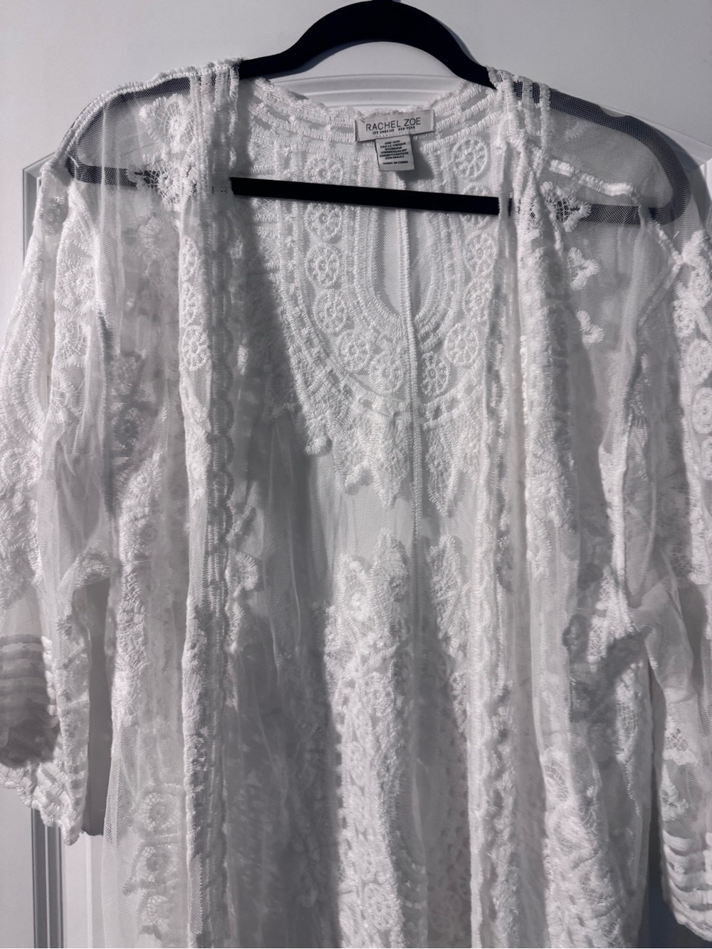 Rachel Zoe White Sheer Embroidered Tunic Top